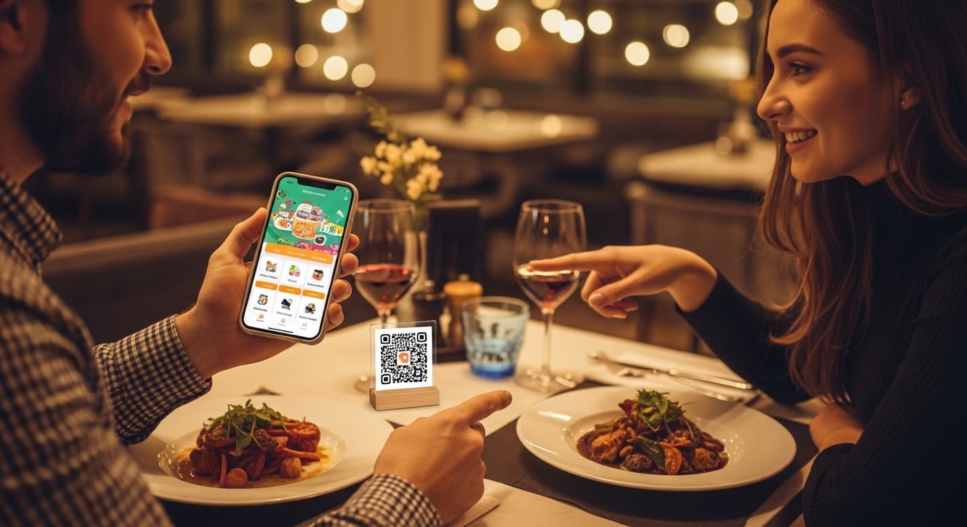 Friends ordering and paying at a restaurant with SmartBill